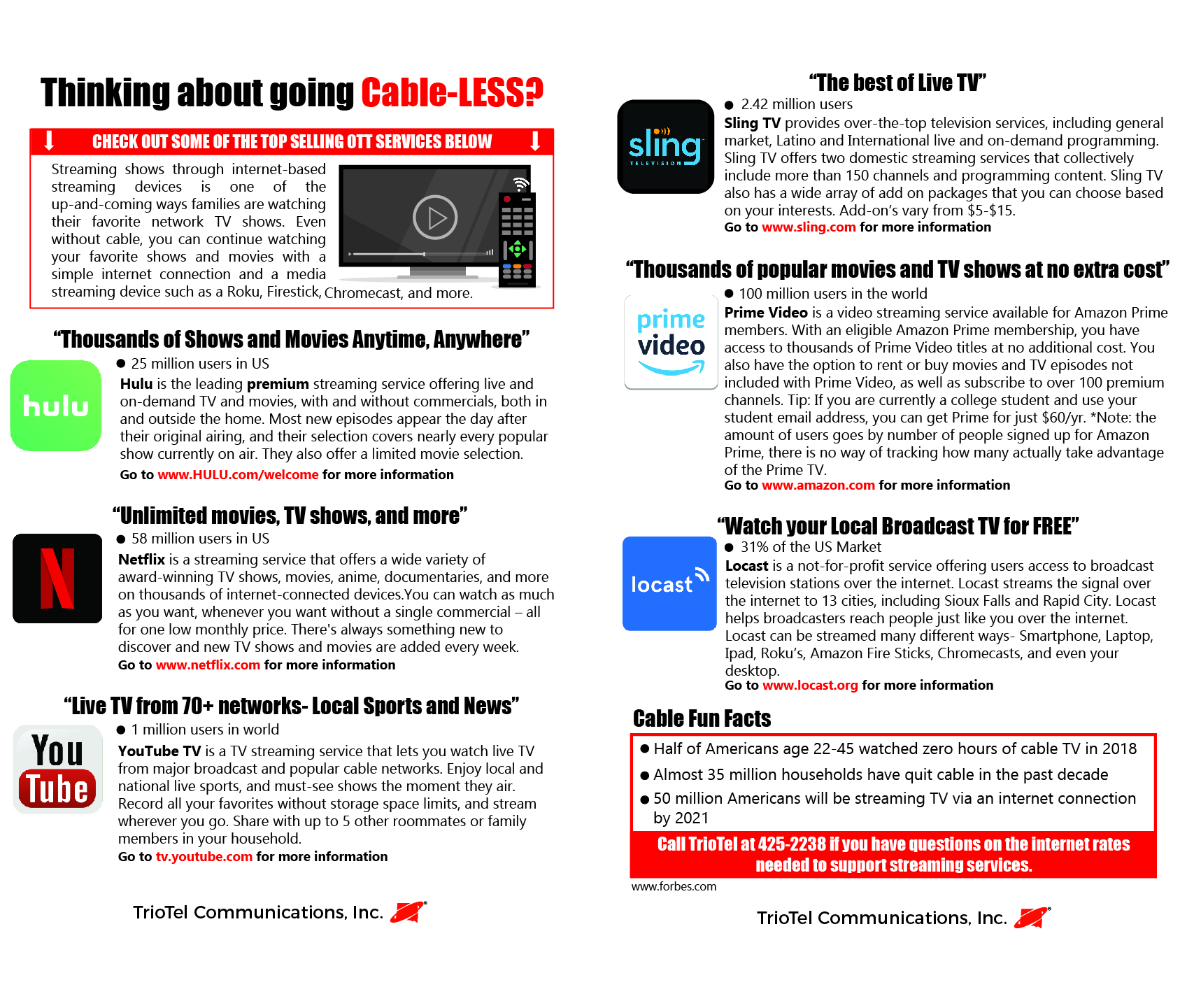 OTT Opportunities\- No Prices